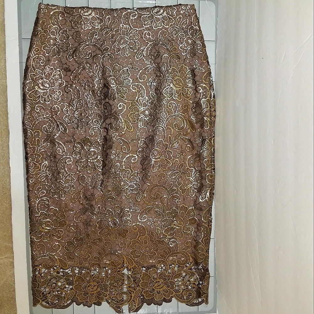 WHBM Gold Lace Skirt 2